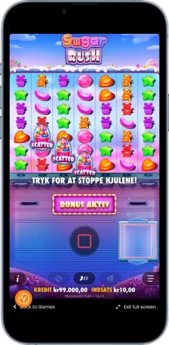 Køb af bonusrunde i Sugar Rush spilleautomaten