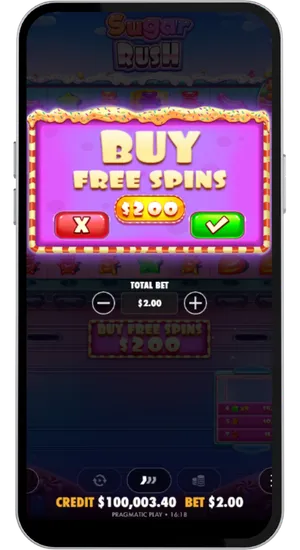 Bonus buy functie in Sugar Rush