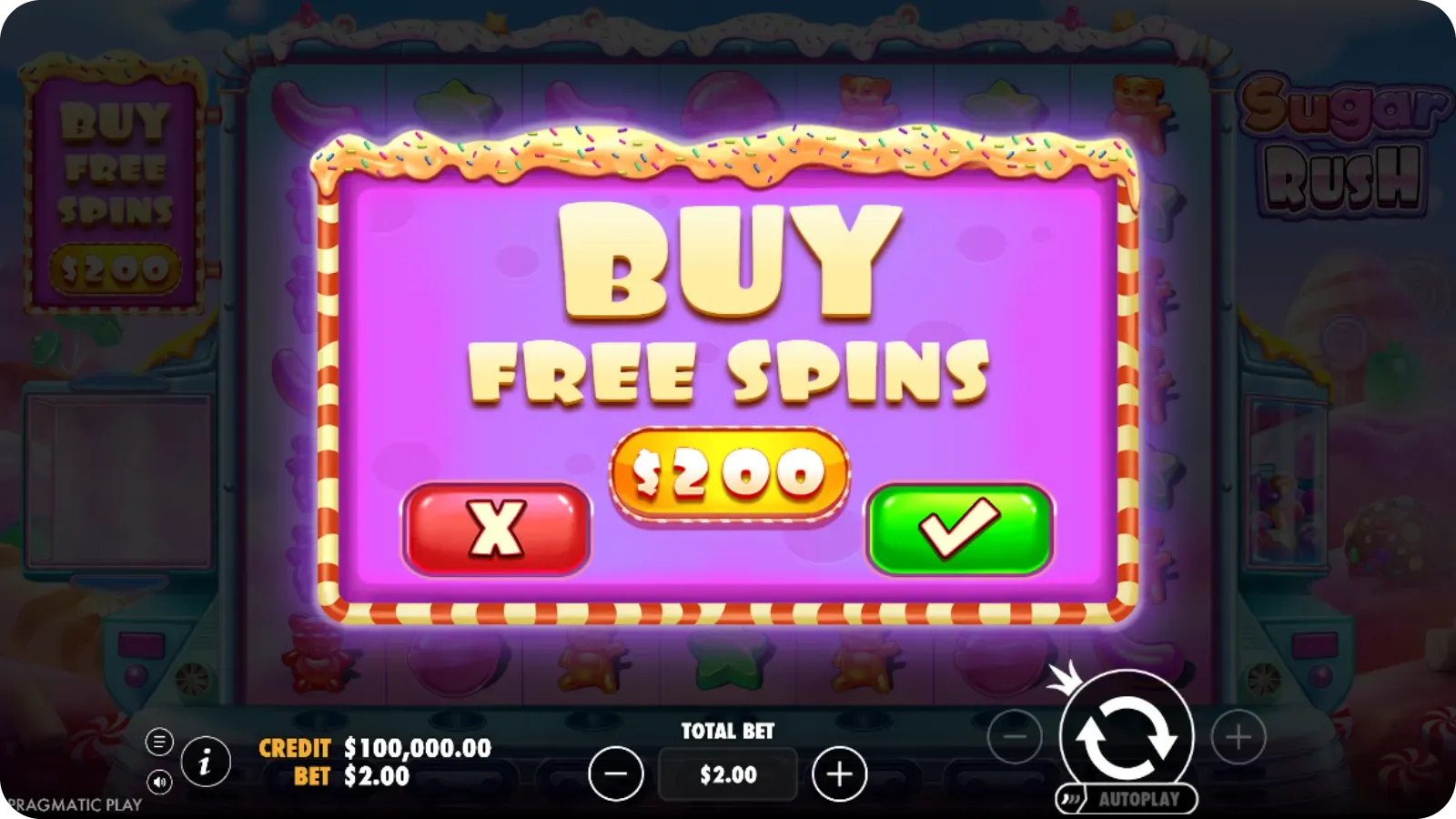 Sugar Rush online casino bonus buy funktion köp free spins