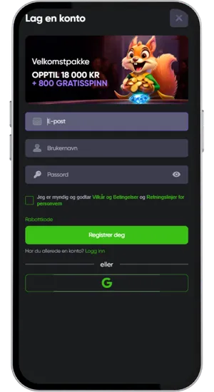 Registreringsformulär på Sugar Rush casino